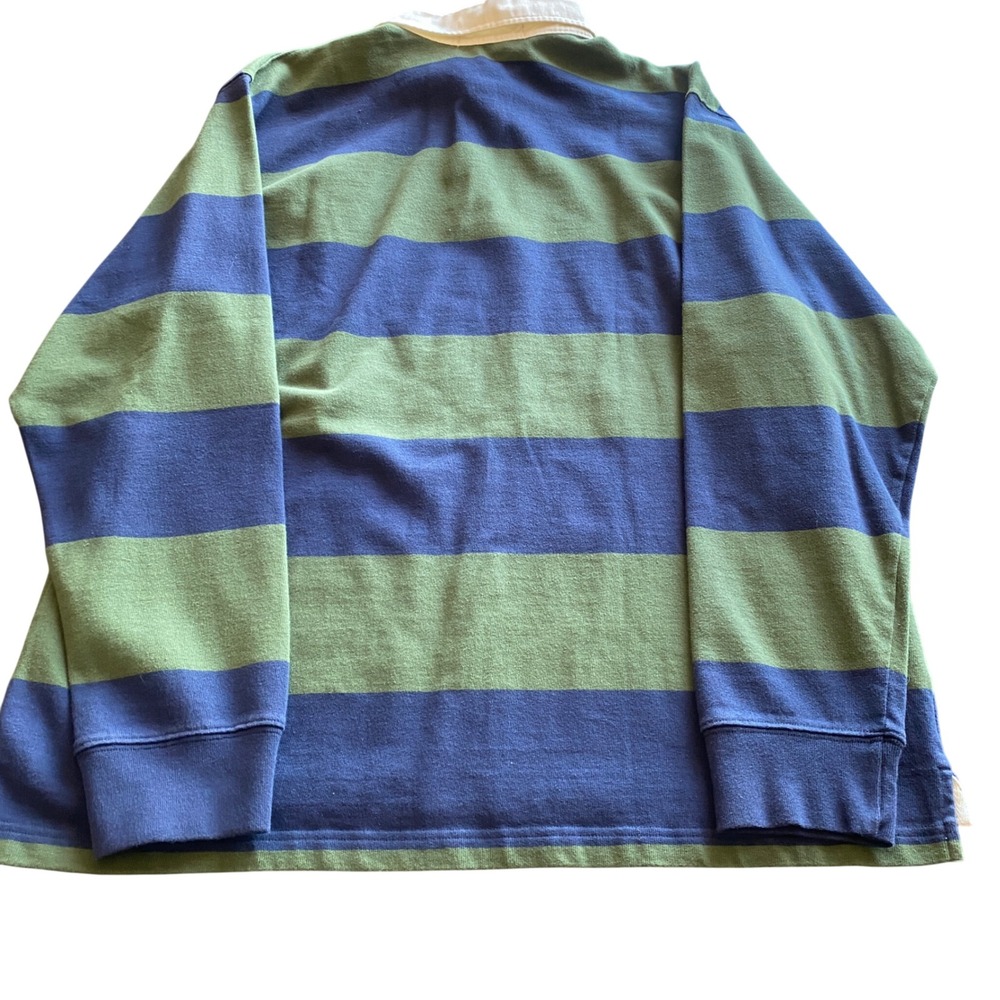 Vineyard Vines Polo Mens Large Striped Rugby Shirt Pine Green Navy Blue Preppy - Picture 4 of 7